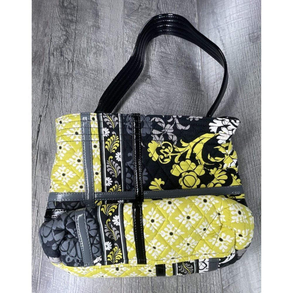 Vera Bradley‎ Womens Purse Baroque Hand Bag Black Yellow Medium Tote Satchel